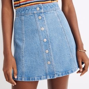 Madewell A-line Denim Button Front Skirt